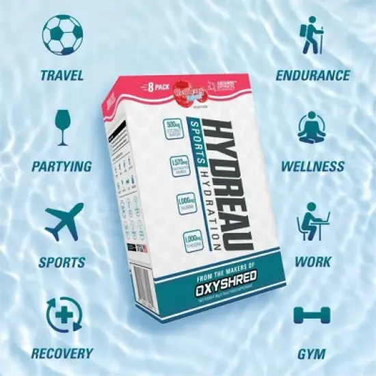 EHPlabs Hydreau Sugar-Free Electrolyte Drink Mix Packets - Raspberry Refresh - 8ct Hydration Supplement image {4}