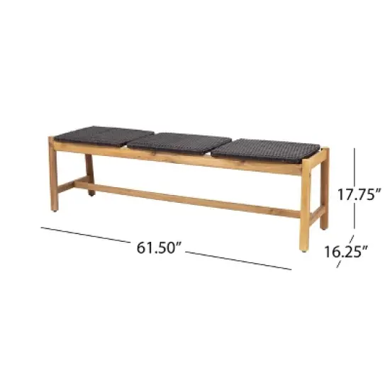 Dexmalle Rustic 3 Seat Cushioned Patio Bench image {7}