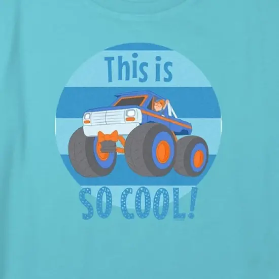 Girl's Blippi This Is So Cool Blue and Orange Truck Crop Top T-Shirt image {1}