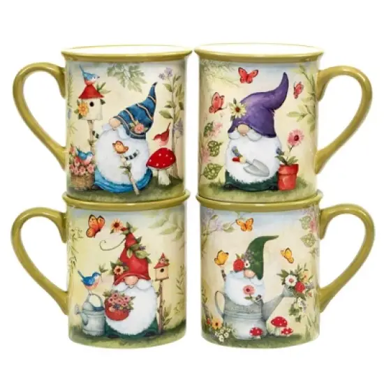 Set of 4 Garden Gnomes Assorted 18oz Mugs - Certified International image {6}