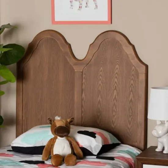 Tobin Vintage Wood Arched Headboard Walnut - Baxton Studio image {2}