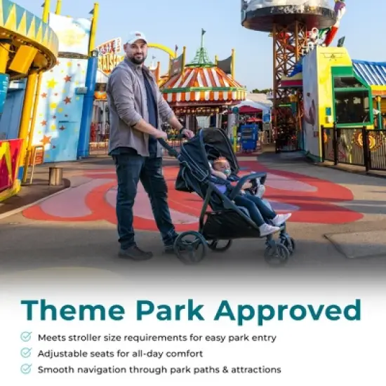 Gaggle by Foundations Roadster Duo Lightweight Side by Side Double Stroller, Portable Compact Stroller, Black image {2}