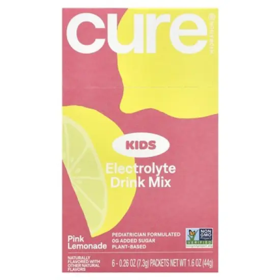 Cure Hydration Kids, Electrolyte Drink Mix, Pink Lemonade, 6 Packets, 0.26 oz (7.3 g) Each image {5}