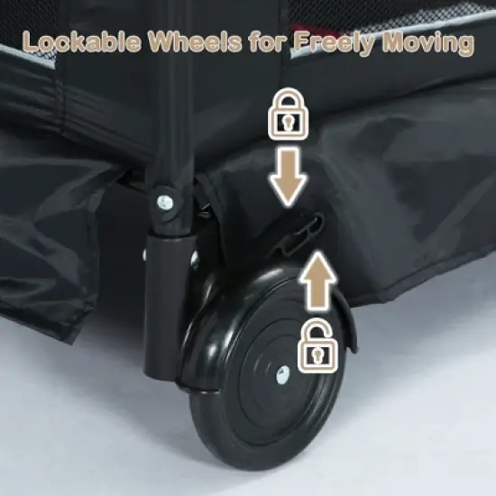 Kinder King 4-in-1 Convertible Baby Playard with Bassinet, Diaper Changer, Cradle&Bedside Sleeper, Breathable Mesh, Storage Organizer&Lockable Wheels image {7}