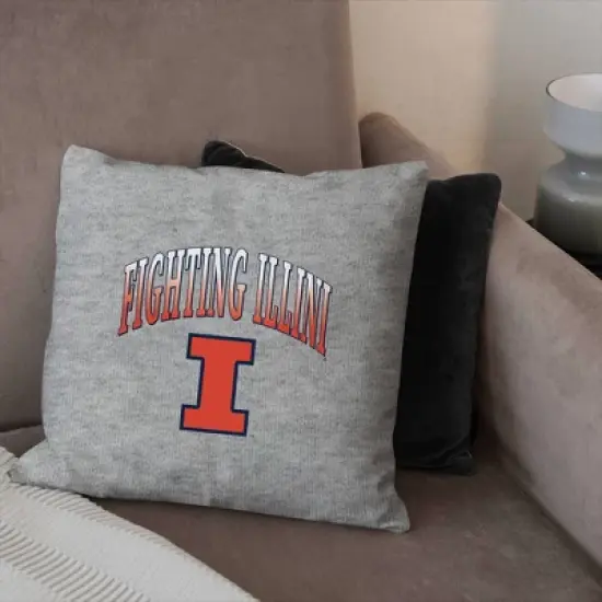 NCAA Illinois Fighting Illini 16" Heather Gray Sweatshirt Pillow image {2}