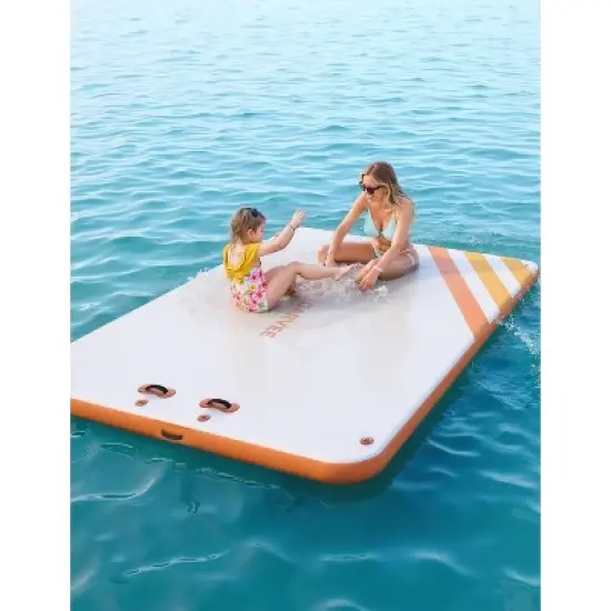 Inflatable Floating Dock Air Dock Platform Floating Island Raft with Rope Ladder Non-Slip image {1}