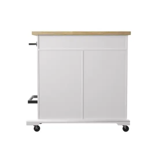 Datto Rolling Kitchen Island with Storage White/Natural - Aiden Lane image {5}