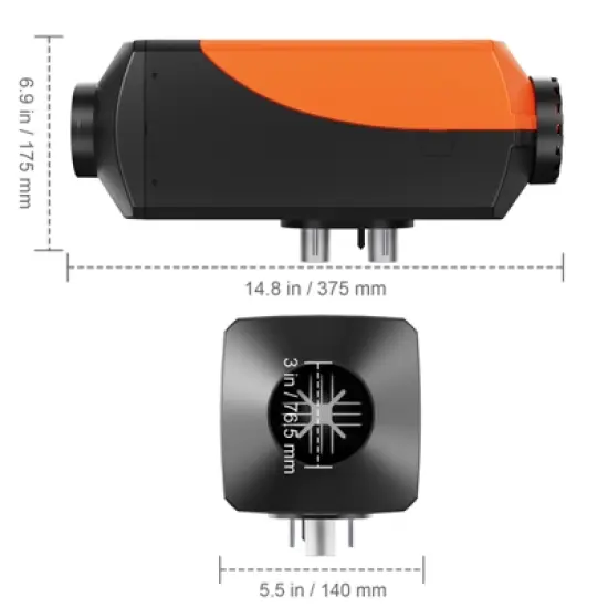 VEVOR Diesel Air Heater, 12V 5KW Diesel Heater with Remote Control and LCD, 10L Fuel Tank Diesel Parking Heater, Rapid Heating and Low Noise, Orange image {7}