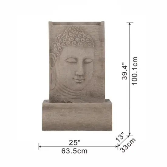 NAYSAYE Fountain Indoor Outdoor Figurine Water Feature High Sandstone Design for Garden Patio Lawn, Beige, 25"*13"*39.4" image {2}