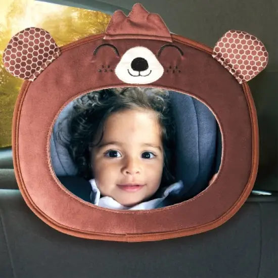 Diono Easy View Bear Baby Car Mirror for Rear Facing Infant, Adjustable, Shatterproof, Crash Tested image {4}