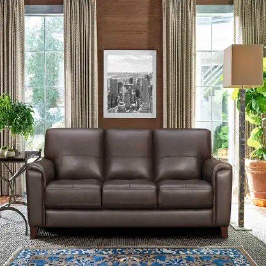87" Bergen Genuine Leather Square Arm Sofa - Armen Living image {9}
