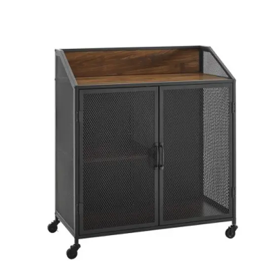 Urban Industrial Metal Mesh Bar Cart with Wheels - Saracina Home image {9}