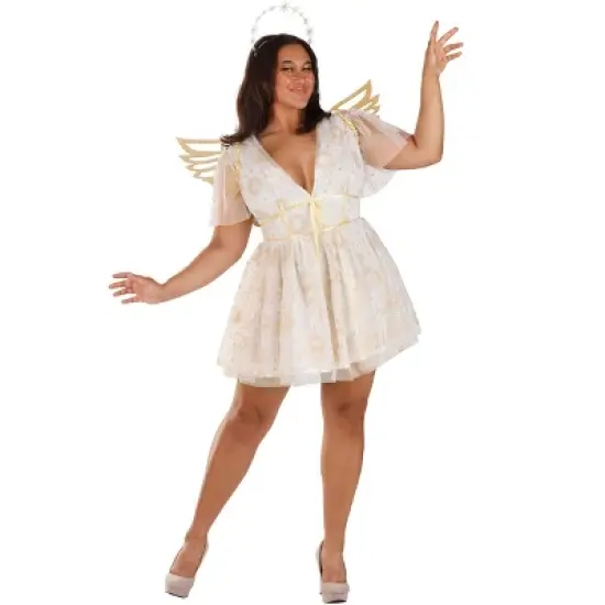 HalloweenCostumes.com Women's Plus Size Gold Starburst Angel Halloween Costume | Adult Plus Size Angel Costumes image {7}