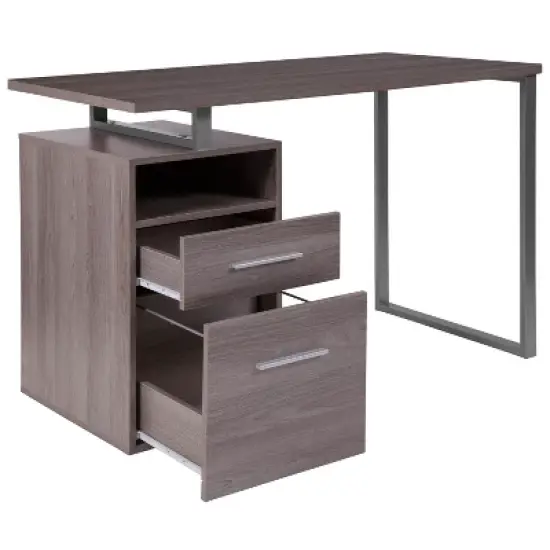 Emma and Oliver Desk with Two Drawers and Metal Frame image {3}