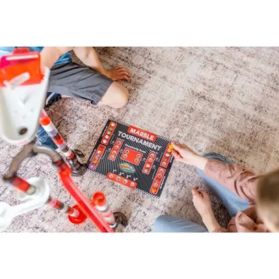 Marble Genius Marble Run Racing Set: 125-Piece Marble Run Racing Set Toys for Kids, Maze Tower Building Blocks, Marble Race Track Rolling Game, Racing image {2}
