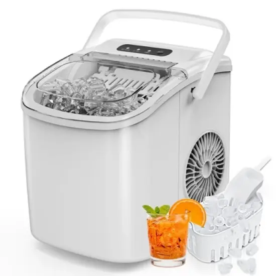 Simzlife Ice Maker Countertop, 26 Lbs/24H, Bullet Ice, 9 Pcs/6 Min, Portable Machine with Handle, Auto-Cleaning, Ultra Quiet, Smart Operation, Black image {13}