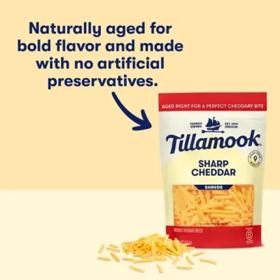 Tillamook Sharp Cheddar Finely Shredded Cheese - 8oz image {2}