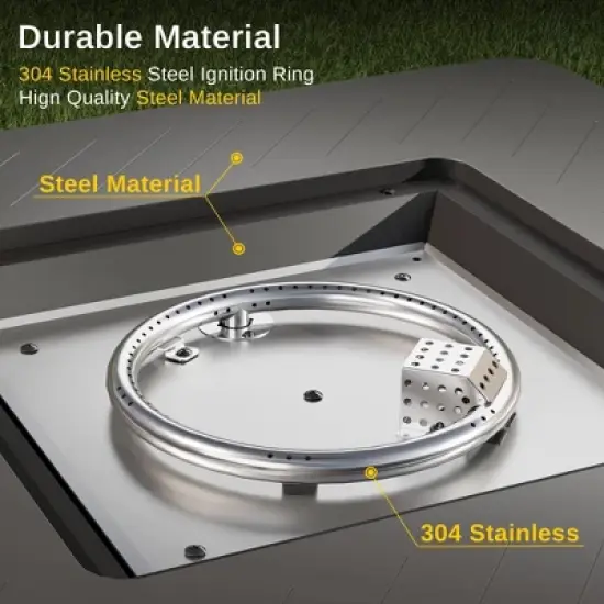 East Oak 32" Brazi Propane Square Outdoor Tabletop Fireplace Black: Iron Frame, Rust & Heat-Resistant image {10}