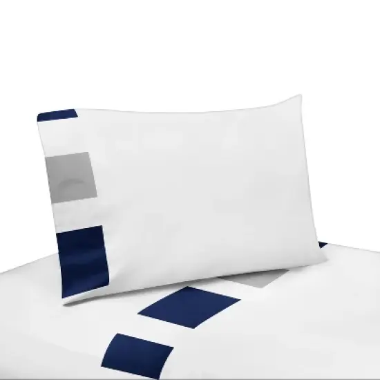 Navy & Gray Stripe Bedding Set (Toddler) - Sweet Jojo Designs image {2}