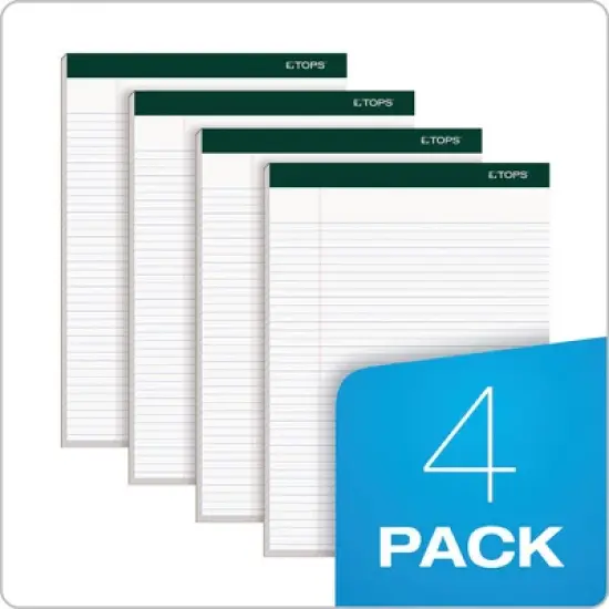 TOPS Double Docket Ruled Pads, Narrow Rule, 100 White 8.5 x 11.75 Sheets, 4/Pack image {6}