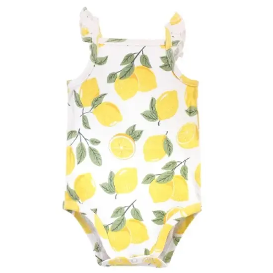 Touched by Nature Baby Girl Organic Cotton Bodysuits 5pk, Lemon Tree image {4}