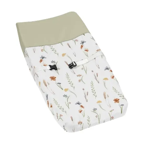 Sweet Jojo Designs Girl Changing Pad Cover Watercolor Floral Garden Green Blue and Orange image {5}