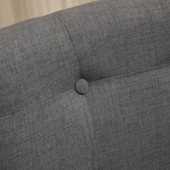 HOMCOM Swivel Bar Stools Set of 2, Fabric Tufted Counter Height Bar Stools with Rubber Wood Legs and Footrest for Dining Room, Kitchen, Pub, Dark Gray image {4}