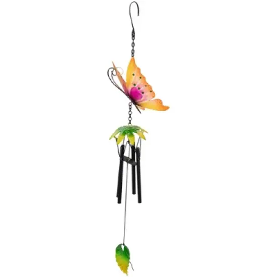 Northlight 19" Orange Metal Butterfly Outdoor Garden Windchime image {3}