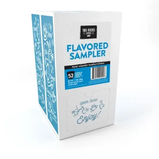 Two Rivers Coffee Pods, 2.0 Keurig K-Cup Compatible,Variety Flavored Coffee Sampler, 52 Count image {1}