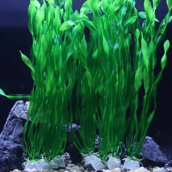 Unique Bargains Aquarium Decorations Fish Tank Artificial Plants Green 12.20" 10 Pcs image {5}