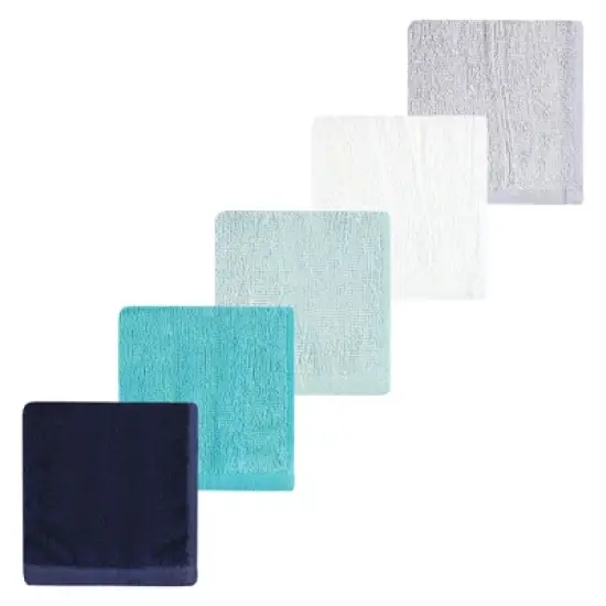 Hudson Baby Infant Boy Rayon from Bamboo Bib, Burp Cloth and Washcloth 10Pk, Navy Teal, One Size image {4}