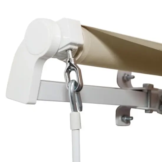 Outsunny 12' x 8' Patio Awning Canopy Retractable Sun Shade Shelter with Manual Crank Handle for Patio, Deck, Yard, Cream White image {4}