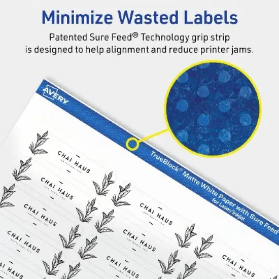 Avery TrueBlock Matte White Paper Labels,  1/2" x 1-3/4" Rectangle image {3}