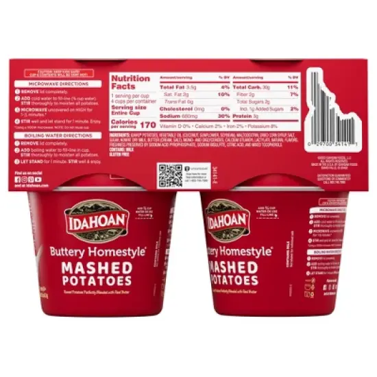 Idahoan Gluten Free Buttery Homestyle Microwavable Mashed Potato Cups - 6oz/4ct image {1}