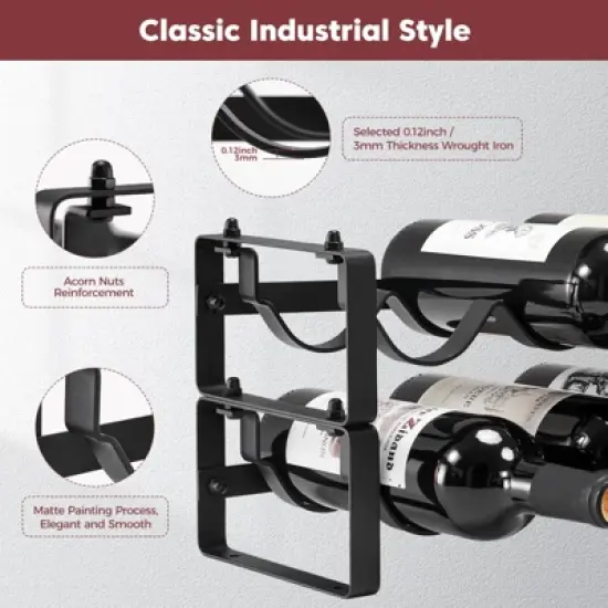 Itopfox Stackable Wine Rack Countertop, Sturdy Freestanding Wine Bottle Holder 2 Tier Tabletop Wine Stand for Pantry Bar Metal Wine Storage Organizer image {4}