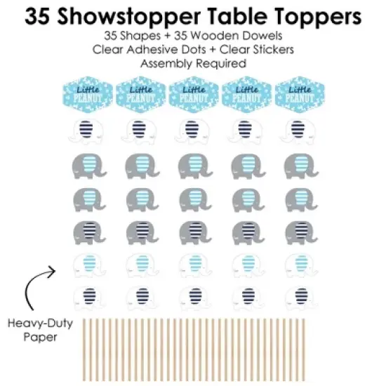 Big Dot of Happiness Blue Elephant - Boy Baby Shower or Birthday Party Centerpiece Sticks - Showstopper Table Toppers - 35 Pieces image {4}