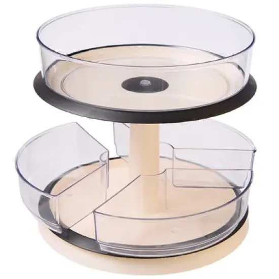 The Lakeside Collection Lazy Susan Turntable 2-Tier Clear Round Plastic Spinning Cabinet Organizer image {1}