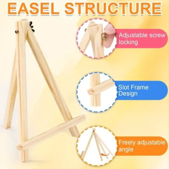 Aoibox 24 Pack Wood Easel Stand 9 Inch Portable Tripod Tabletop Display for Painting Art Photo Sign Craft Kids Events image {2}