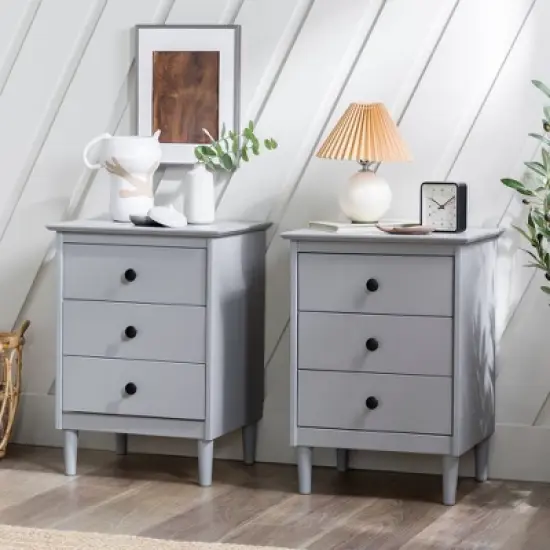 Stiva Classic Mid-Century Modern 3 Drawer Nightstand - Saracina Home image {2}