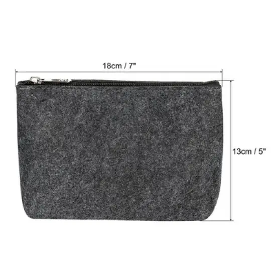 Unique Bargains  Office Felt Zippered Stationery Storage Pencil Bag Pen Case 2 Pcs image {1}