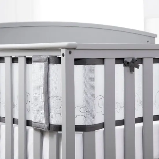 BreathableBaby Breathable Mesh Crib Liner - Deluxe Embroidered Collection - Elephants image {3}