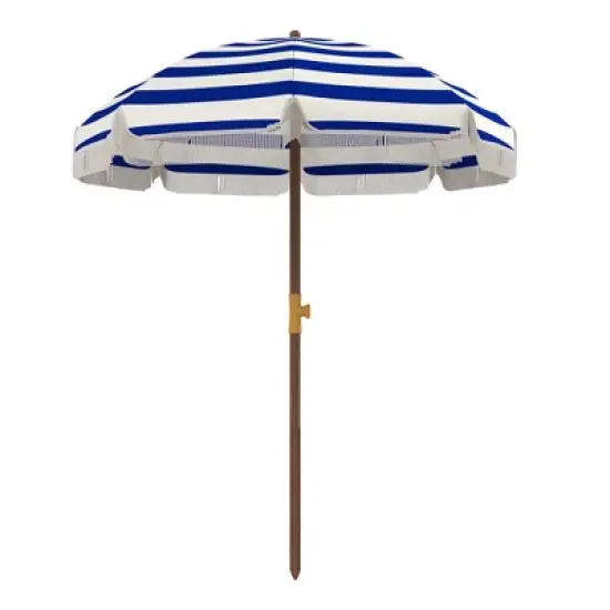 Outsunny 6.2' Beach Umbrella, Ruffled Outdoor Umbrella with Vented Canopy, Carry Bag image {3}
