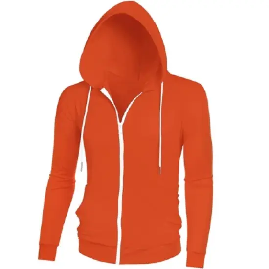 Lars Amadeus Men's Zip Up Long Sleeves Solid Color Knit Hooded Jackets image {9}
