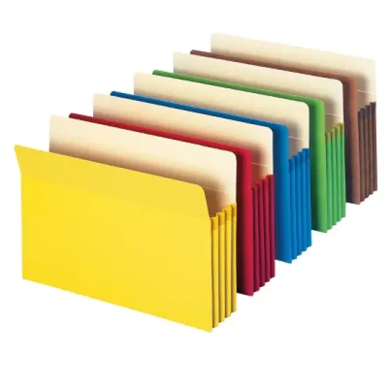 Smead File Pocket, Straight-Cut Tab, 3-1/2" Expansion, Legal Size, Assorted Colors, 5 per Pack (74892) image {9}