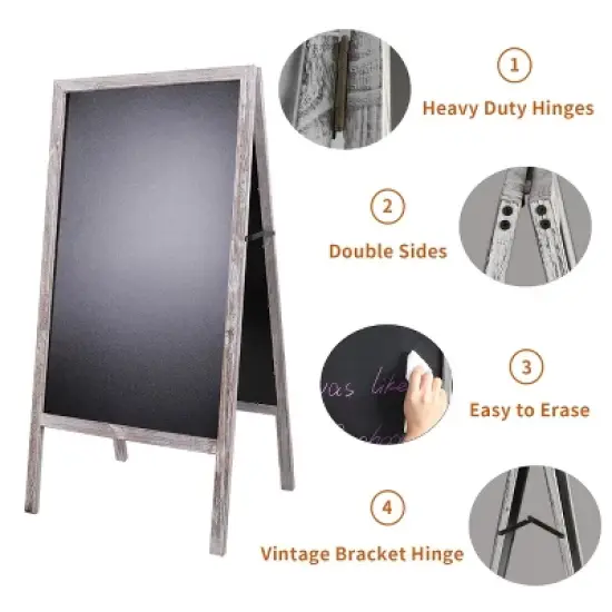 Artloge Heavy Duty A-Frame Magnetic Chalkboard 2-Sided FreestandingChalkboard Sign Sidewalk Cafe Menu Board Wedding Signage -Grey&White image {5}