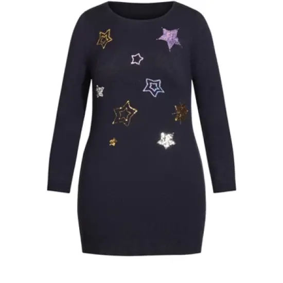 Women's Plus Size Star Tunic Sweater - navy | EVANS image {4}