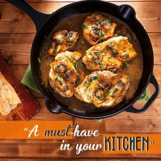 NutriChef 3-Piece Cast Iron Skillet Pan Set - Pre-Seasoned with Cool-Touch Handles - Black image {1}