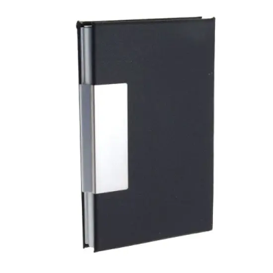 Unique Bargains Metal Business Cards/magnet card/ID Holder Coated Leather - Black image {4}