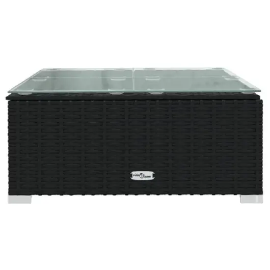 vidaXL Patio Lounge Set - 4 Piece Black Poly Rattan Outdoor Furniture with Aqua Cushions - Includes Coffee Table image {6}