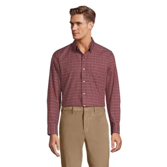 Lands' End Men's Solid No Iron Supima Pinpoint Straight Collar Dress Shirt image {7}